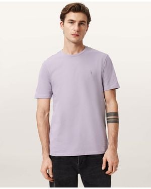 AllSaints Brace Brushed Cotton Crew Neck T-Shirt - Purple