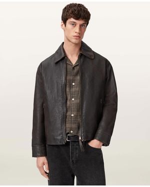AllSaints Garrison Leather Jacket - Gray