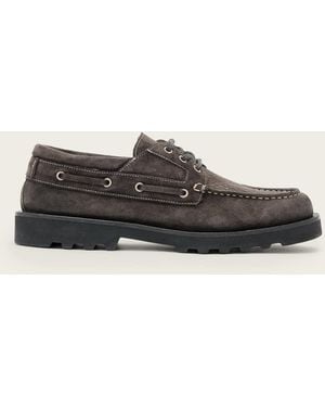 AllSaints Leather Skiff Leather Boat Shoe, /Us 8/Eu 41 - Black