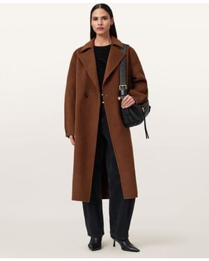AllSaints Wool Sellma Double Breasted Coat, /Us 2 - Brown