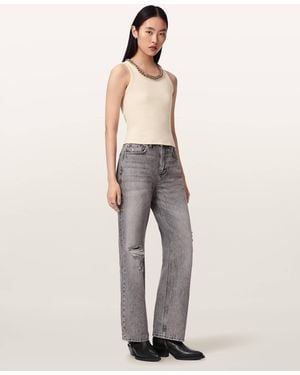 AllSaints Lucy Sleeveless Slim Fit Ribbed Tank Top - Natural