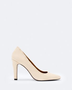 AllSaints Anna Hand-Stitch Almond-Toe Court Shoe - White