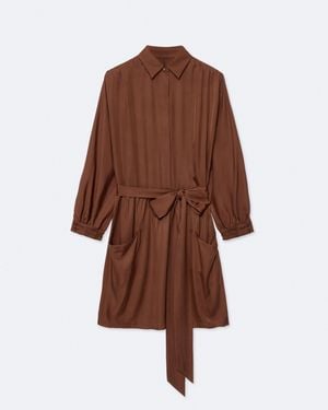 AllSaints Noora Silk-Viscose Mini Dress - Brown