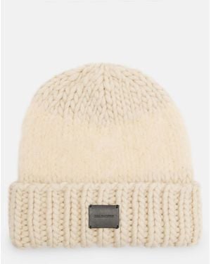 AllSaints Amber Logo Patch Beanie - Natural