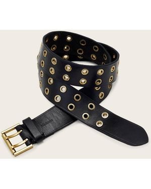 AllSaints Nyla Double Eyelet Leather Belt - Black