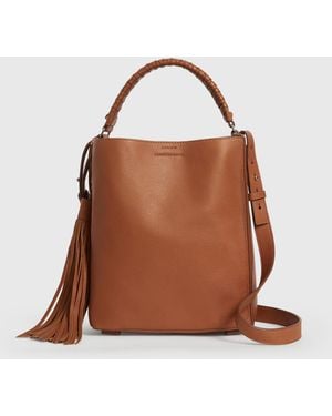 AllSaints Shirley North South Small Leather Tote Bag - Brown