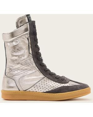 AllSaints Lousie Leather High Top Trainers - Natural