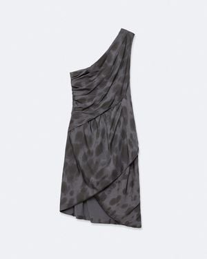 AllSaints Laima One-Shoulder Printed Mini Dress - Gray