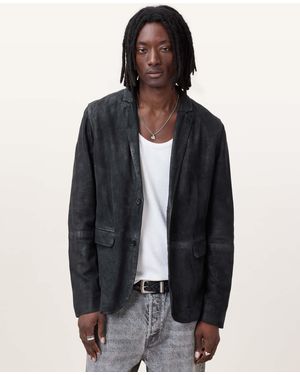 AllSaints Monet Waxed Suede Blazer - Blue