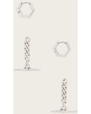 AllSaints Fern Multi Chain Earring Set - Natural
