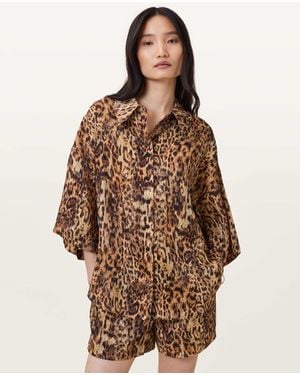 AllSaints Charli Leopard Print Shirt - Brown