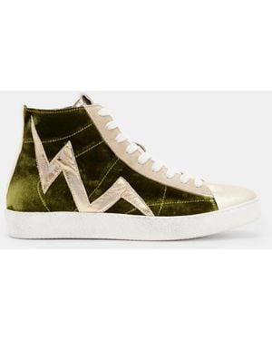 AllSaints Tundy Bolt High Top Leather Trainers - Green