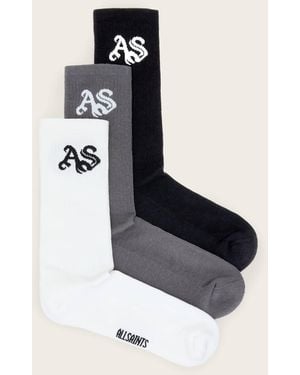AllSaints Gothic 3 Pack Socks - Black