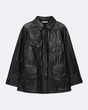 AllSaints Roiya Leather Hunting Jacket - Black
