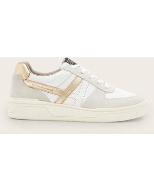 AllSaints Vix Low Top Round Toe Suede Trainers - White