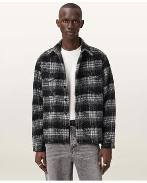AllSaints Korey Relaxed Fit Check Shirt - Black