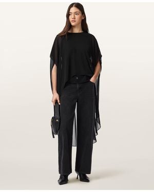 AllSaints Jamie Sheer Oversized Top - Black