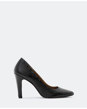 AllSaints Anna Hand-Stitch Leather Court Shoes - Black