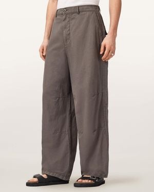 AllSaints Echo Linen Blend Barrel Leg Trousers - Brown