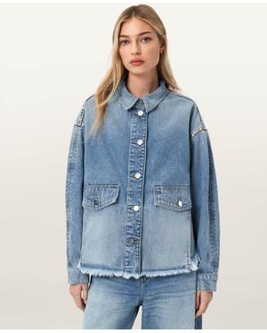 AllSaints Hettie Oversized Stud Shacket - Blue