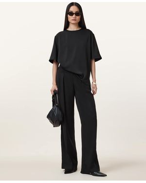 AllSaints Zenni Mid Rise Wide Leg Trousers - Black
