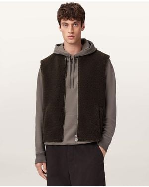 AllSaints Otis Sherpa Boxy Vest - Black