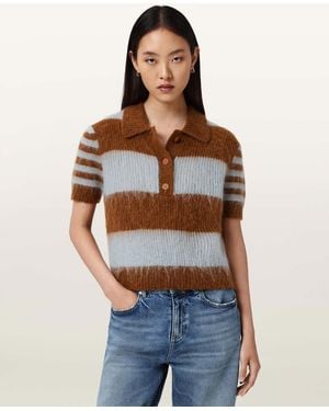AllSaints Clem Wool Blend Polo - Blue