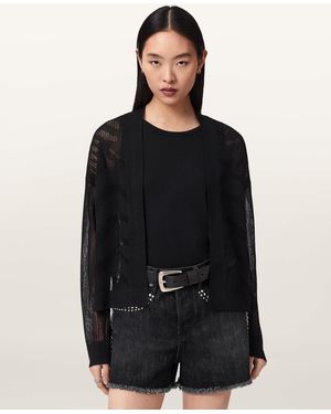 AllSaints Misha Long Sleeved Cropped Cardigan - Black