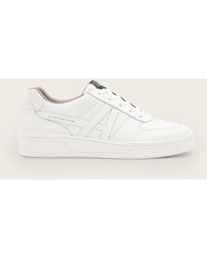 AllSaints Vix Low Top Round Toe Leather Trainers - White