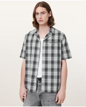 AllSaints Underground Relaxed Check Logo Shirt - Grey