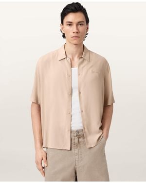 AllSaints Baron Embroidered Boxy Shirt - Natural