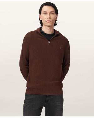 AllSaints Aspen Funnel Neck Ramskull Jumper - Brown