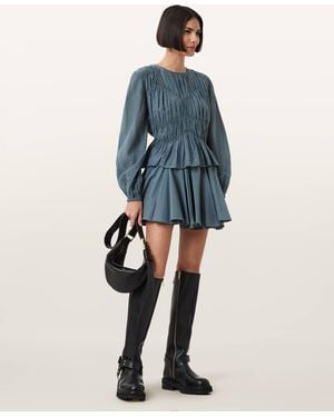 AllSaints Cotton/Modal Tulip Cotton Mini Skirt, /Us 2 - Blue