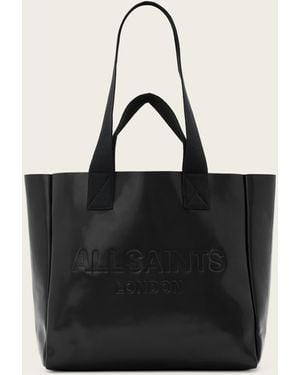 AllSaints Izzy Embossed Logo Leather Tote Bag - Black