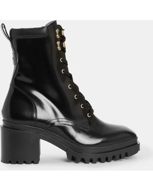 AllSaints Indigo Lace-up Leather Heeled Boots - Black
