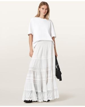 AllSaints Meadow Tiered Maxi Skirt - White
