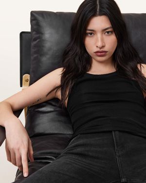 AllSaints Rina Crew Neck Sleeveless Tank Top - Black