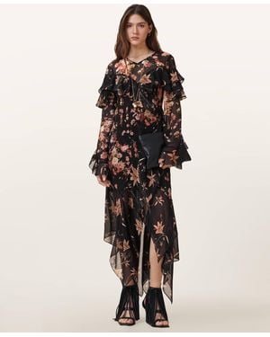 AllSaints Fresca Floral Print Dress - Natural