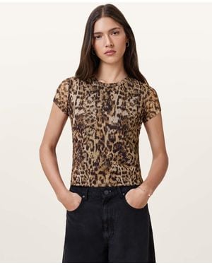 AllSaints Ellie Mesh Print T-Shirt - Brown