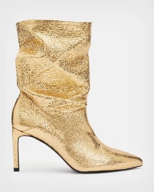 AllSaints Orlana Shimmer Leather Boots - Natural