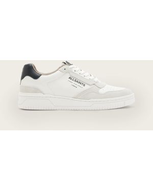 AllSaints Regan Leather Low Top Logo Trainers - Natural