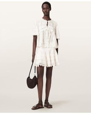 AllSaints Lillith Embroidered Mini Skirt - Natural