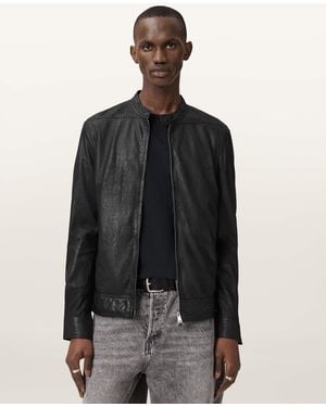 AllSaints Colt Slim Fit Leather Jacket - Black