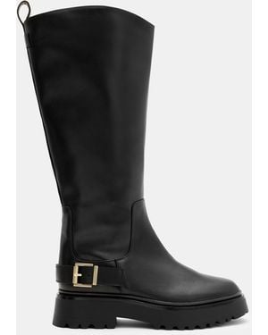 AllSaints Opal Pull On Leather Biker Boots - Black