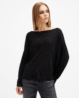 AllSaints Rita Shimmer Relaxed Fit T-Shirt - Black