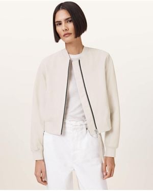 AllSaints Orten Leather Bomber Jacket - Natural