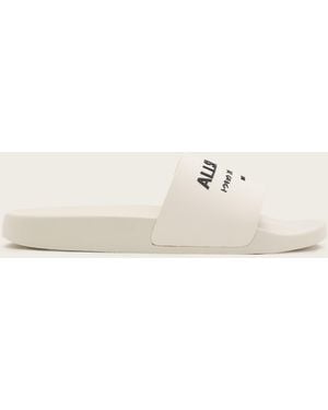 AllSaints Underground Logo Slip On Sliders - Natural