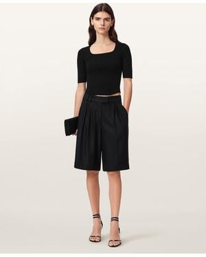 AllSaints Cruz Hally Ribbed Knit Top - Black