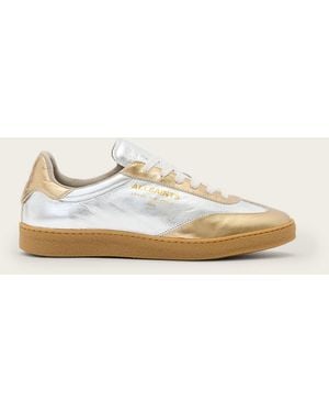 AllSaints Thelma Metallic Leather Low Top Trainers - Natural
