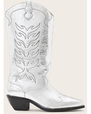 AllSaints Dolly Western Leather Boots - White